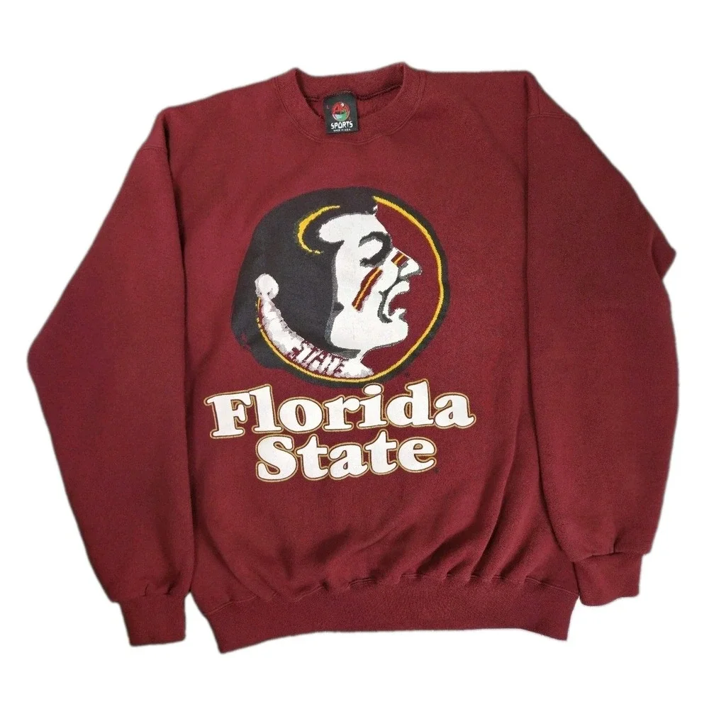VTG 90s Florida State Seminoles Crewneck Sweatshirt Large PM Sports Maroon USA